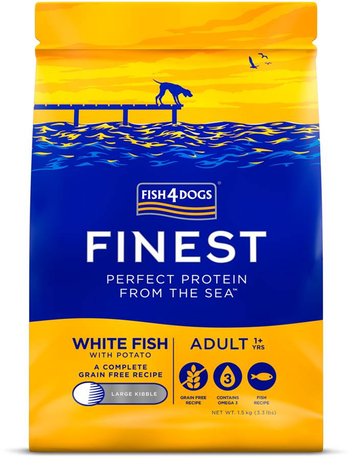 FISH4DOGS Granule veľké pre dospelých psov Finest biela ryba so zemiakmi 1,5kg, 1
