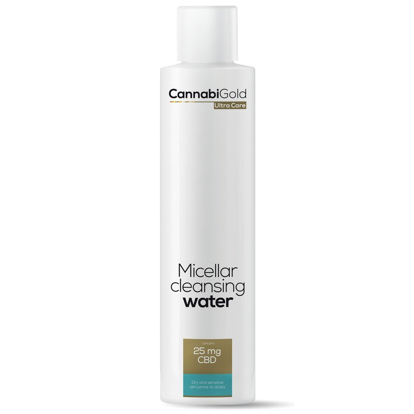 CannabiGold CBD 25 mg Micelárna čistiaca voda pre suchú pleť