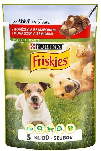 FRISKIES ADULT Dog 20x100g - s hovädzím a so zemiakmi v šťave