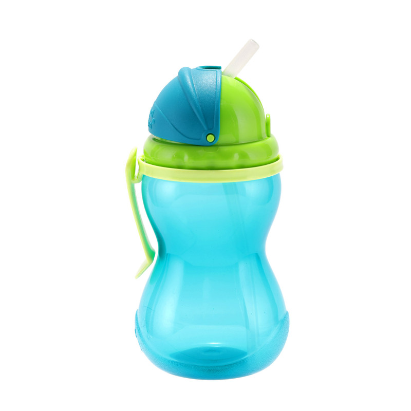 Canpol babies Športová fľaša so silikónovou slamkou 370ml 12m modrá