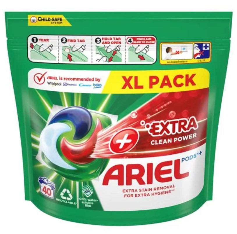 Ariel All-in-1 PODS Extra clean, Gélové Kapsuly Na Pranie, 40 Praní