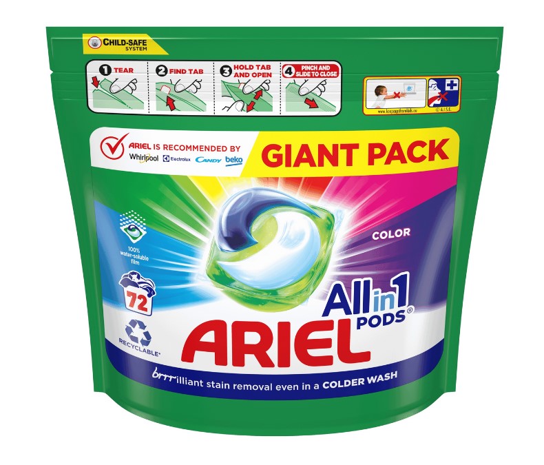 Ariel All-in-1 PODS Color, Gélové Kapsuly Na Pranie, 72 Praní