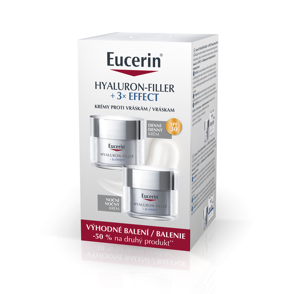 Eucerin HYALURON-FILLER  3x EFFECT Denný krém SPF 30  Nočný krém 50 ml