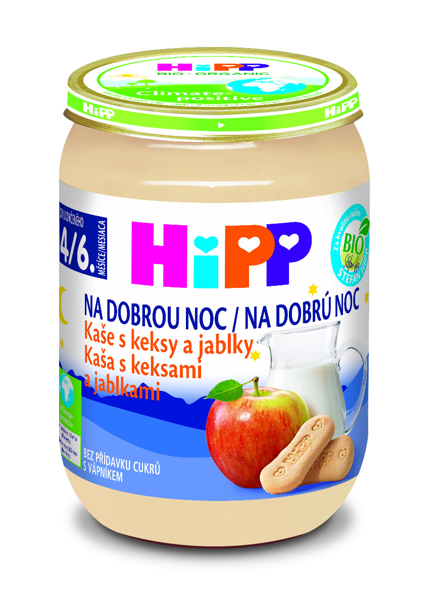 HiPP BIO Kaša na dobrú noc s keksami a jablkami od uk. 4. mesiaca
