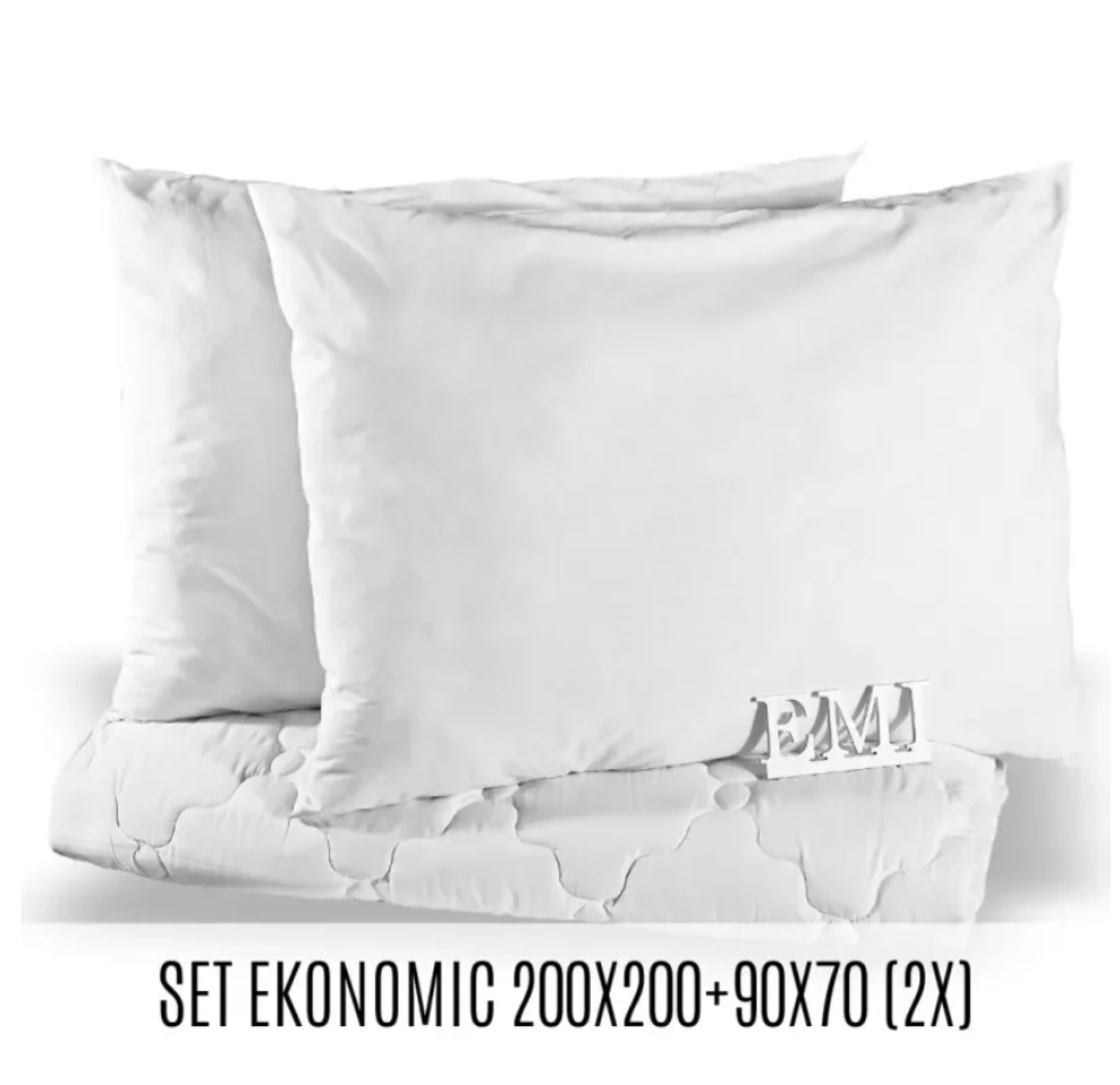 EMI Set manželskej prikrývky a vankúšov Ekonomic 200x200  90x70 (2x)