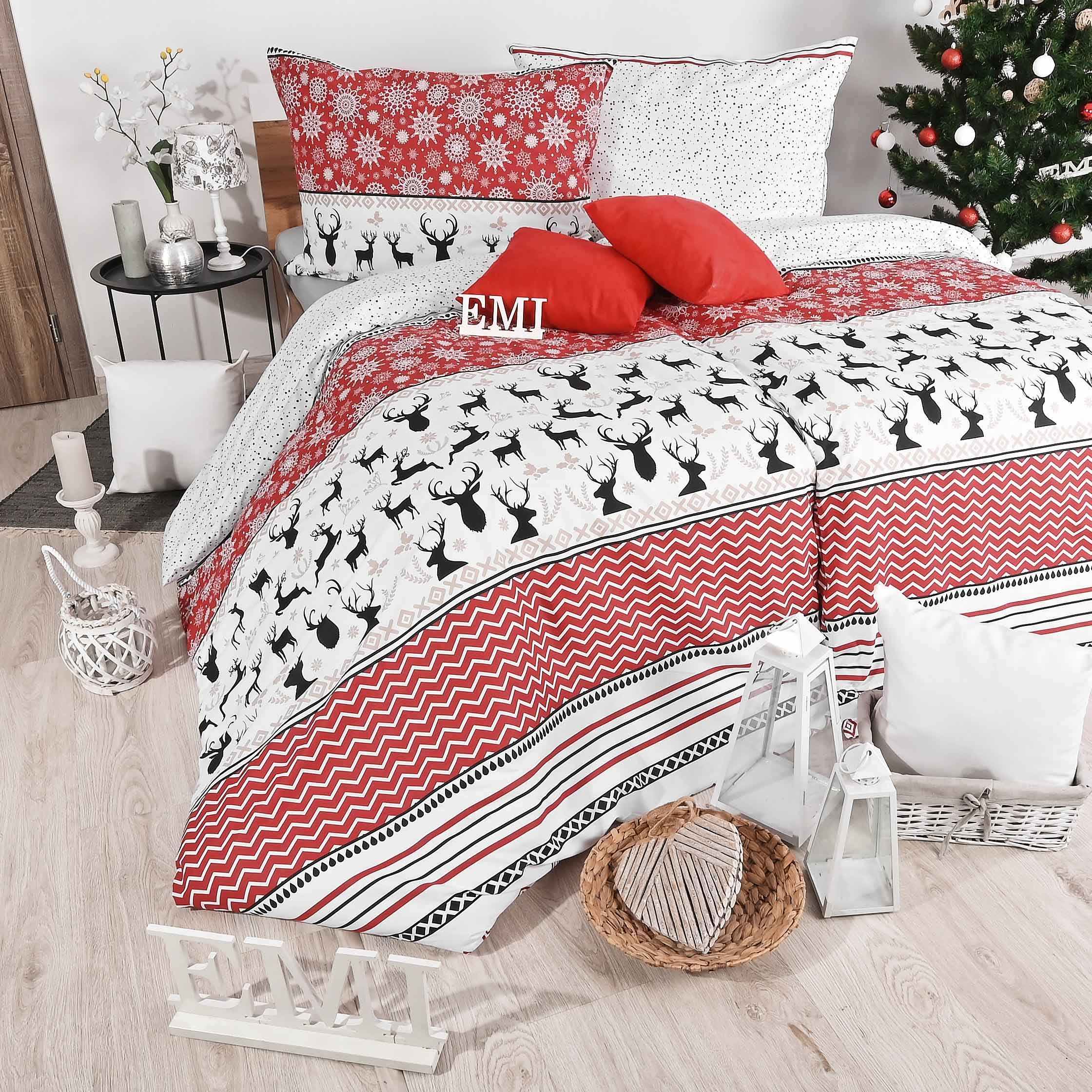EMI Vianočné posteľné obliečky bavlnené Rafa
