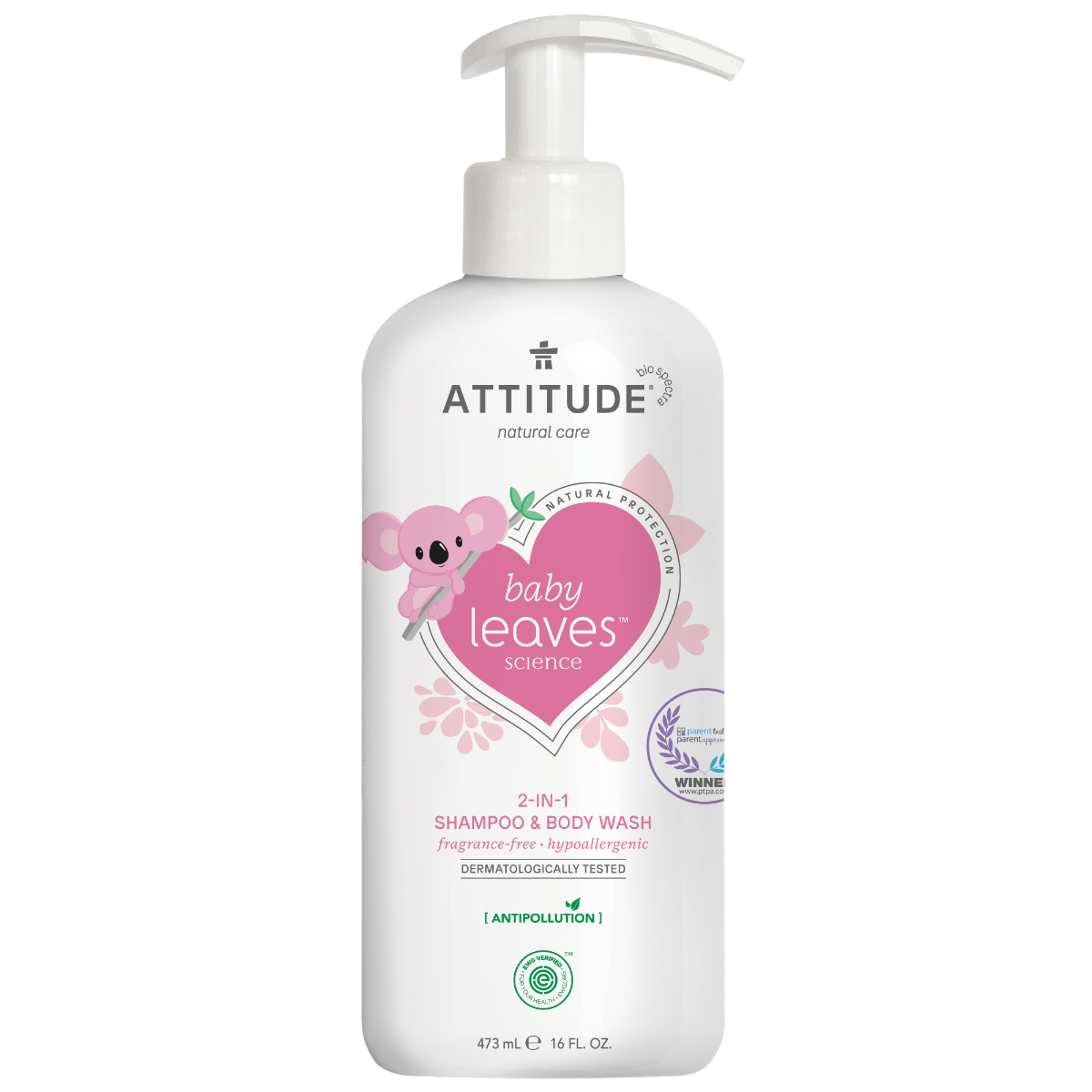 ATTITUDE Detské telové mydlo a šampón (2 v 1) Baby leaves bez vône 473 ml