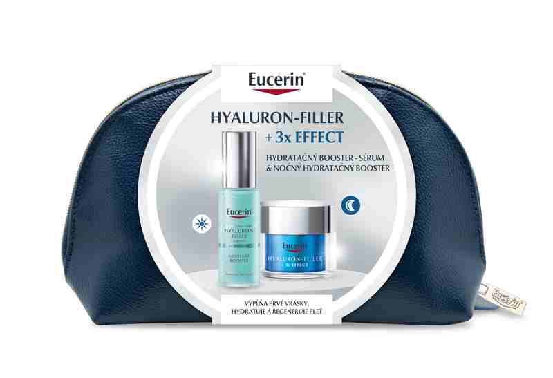 Eucerin Vianočná taštička HYALURON-FILLER  3x EFFECT Hydratačný booster sérum  Nočný hydratačný booster