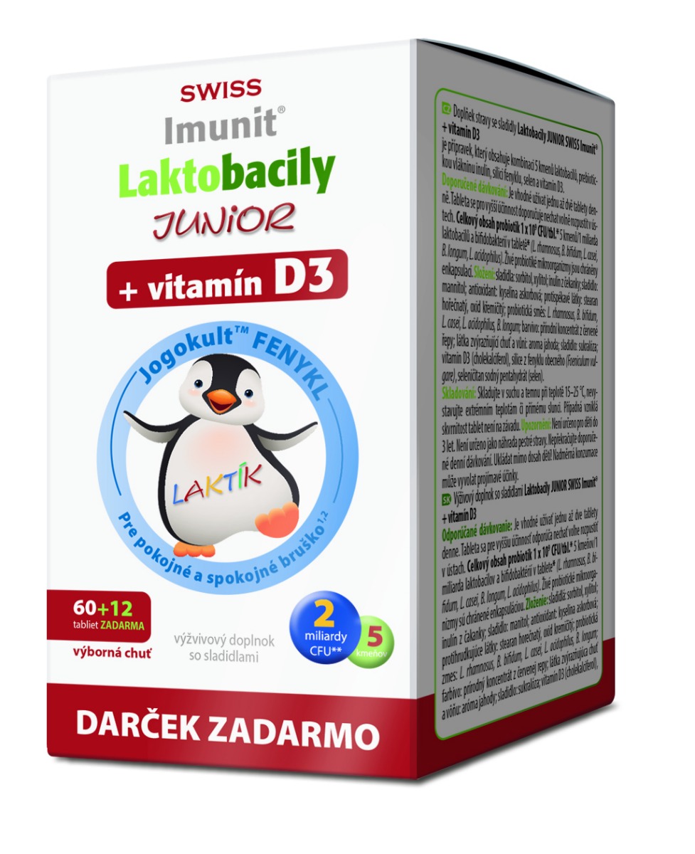SWISS Laktobacily JUNIOR Imunit  vitamín D3 6012 tbl. darček