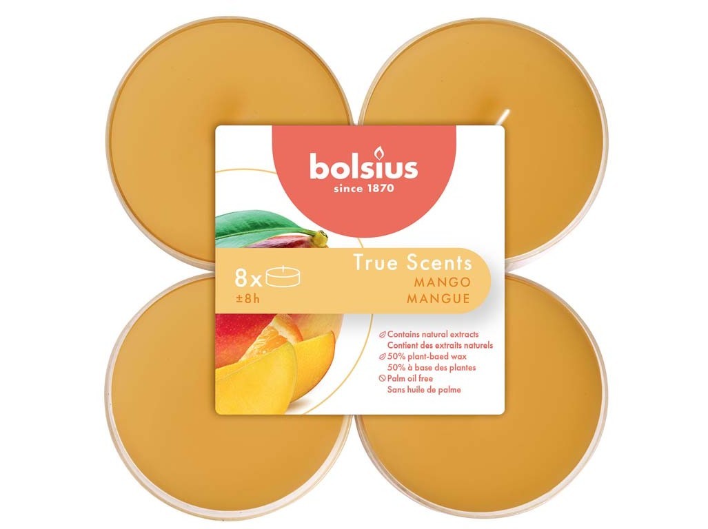 Bolsius Aromatic 2.0 Čajové Maxi 8ks Mango, vonné svíčky