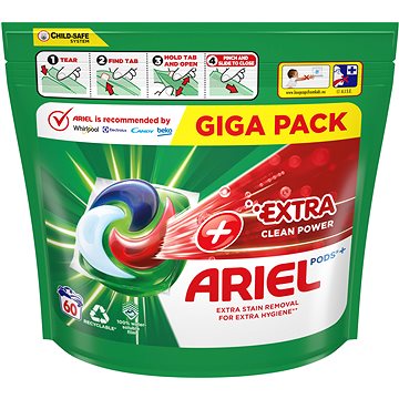 Ariel All-in-1 PODS Extra clean, Gélové Kapsuly Na Pranie, 60 Praní