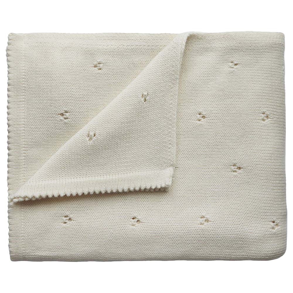Mushie pletená detská deka z organickej bavlny, dierkovaná - ivory
