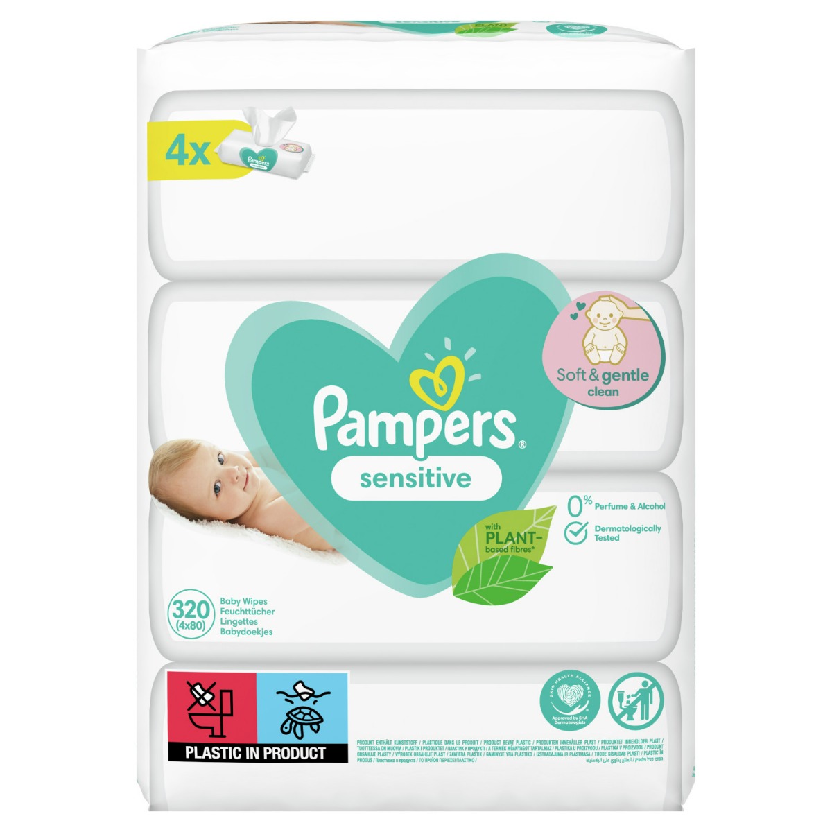 Pampers baby wipes 4x80pcs Sensitive