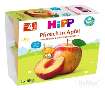 HiPP Príkrm BIO 100 percent Ovocie Jablká s broskyňami