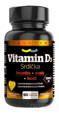 Vitamín D3 srdiečka 1000 IU cmúľacie tablety s pomarančovou príchuťou 60 tbl.