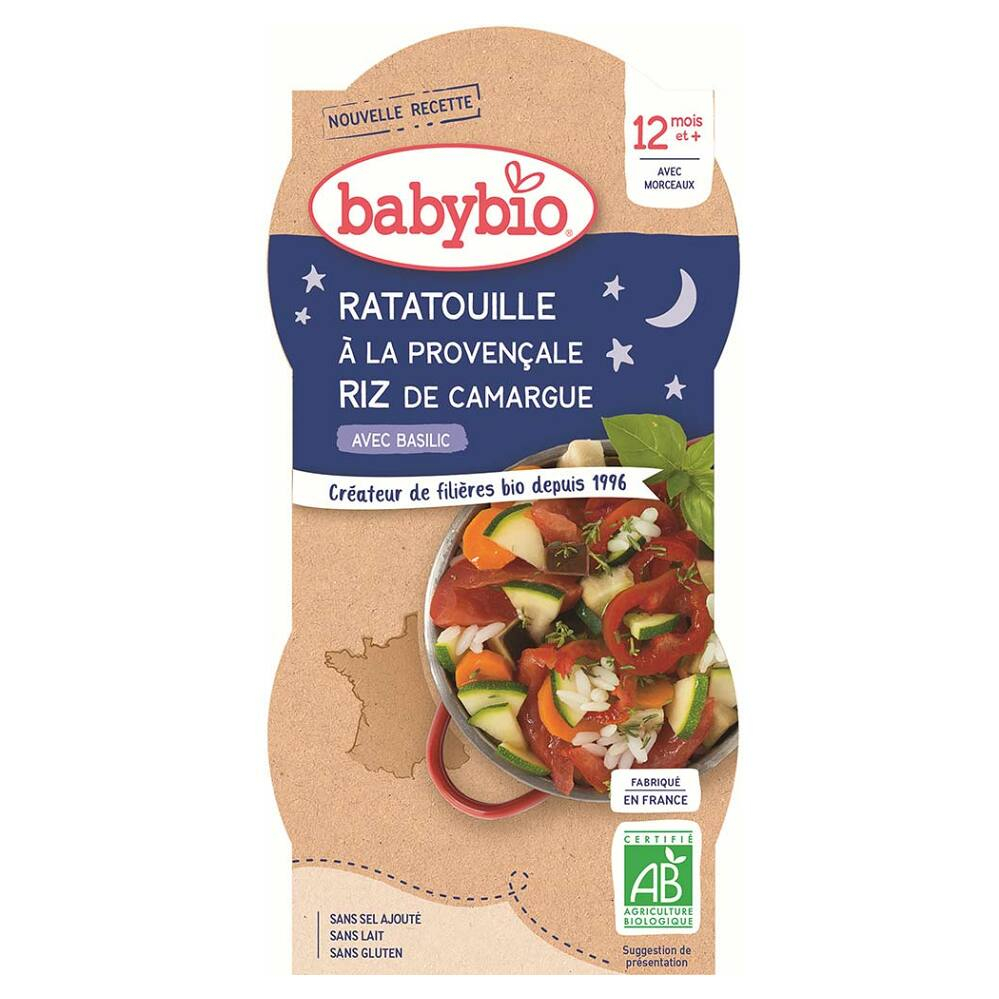 BABYBIO večerné menu Ratatouille po provensálsky s ryžou 2x200 g