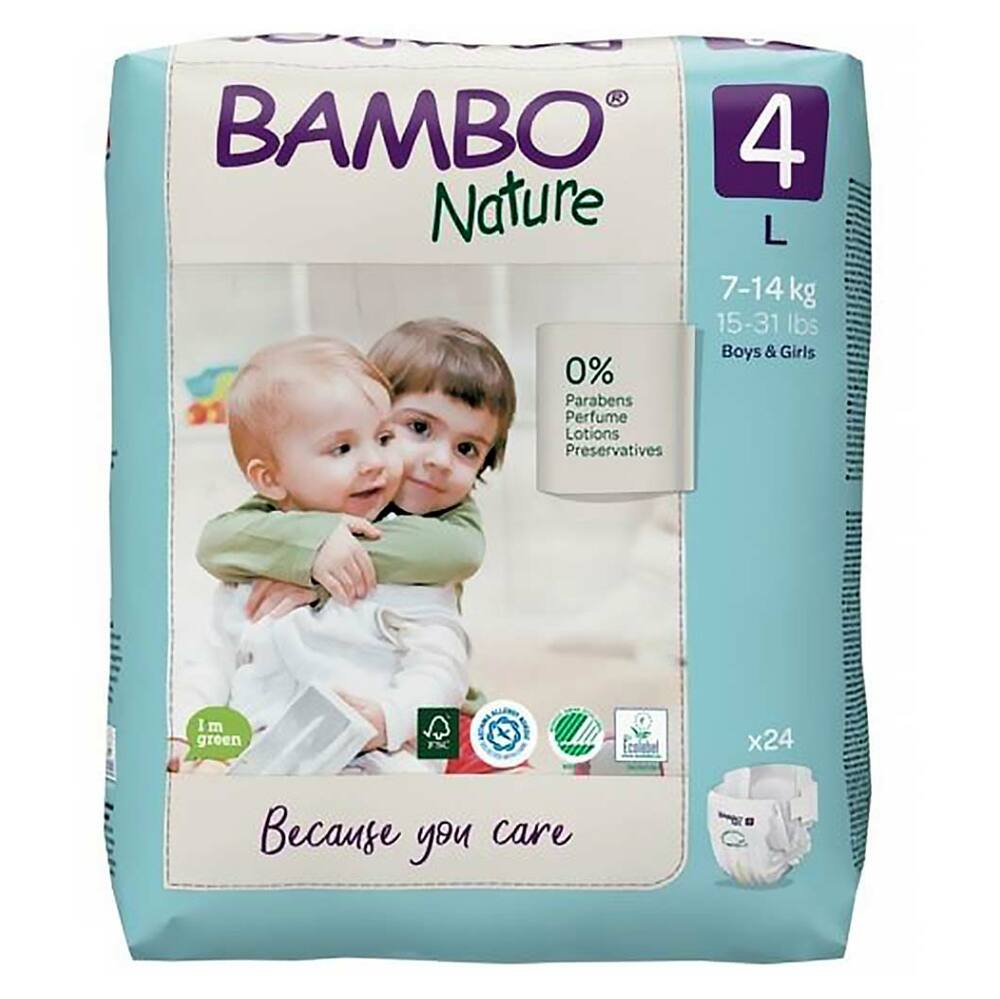 BAMBO Nature 4 Detské plienkové nohavičky 7-14 kg 24 ks