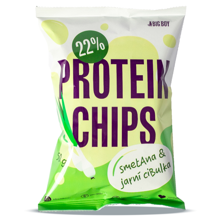 BIG BOY Proteínové chipsy s príchuťou jarnej cibuľky a smotany 50 g