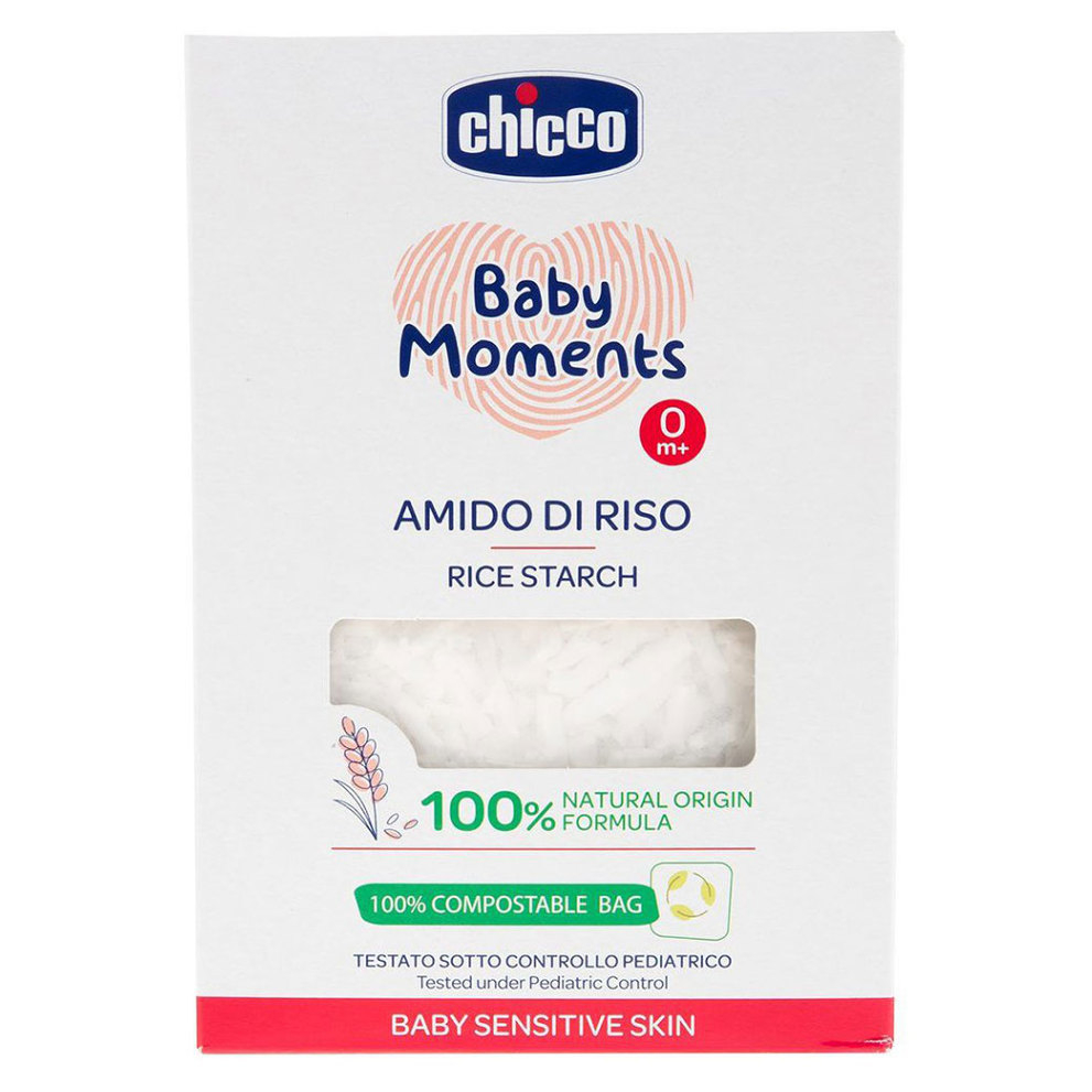 CHICCO Škrob detský ryžový do kúpeľa upokojujúci Baby Moments Sensitive 100  percent bio 250 g