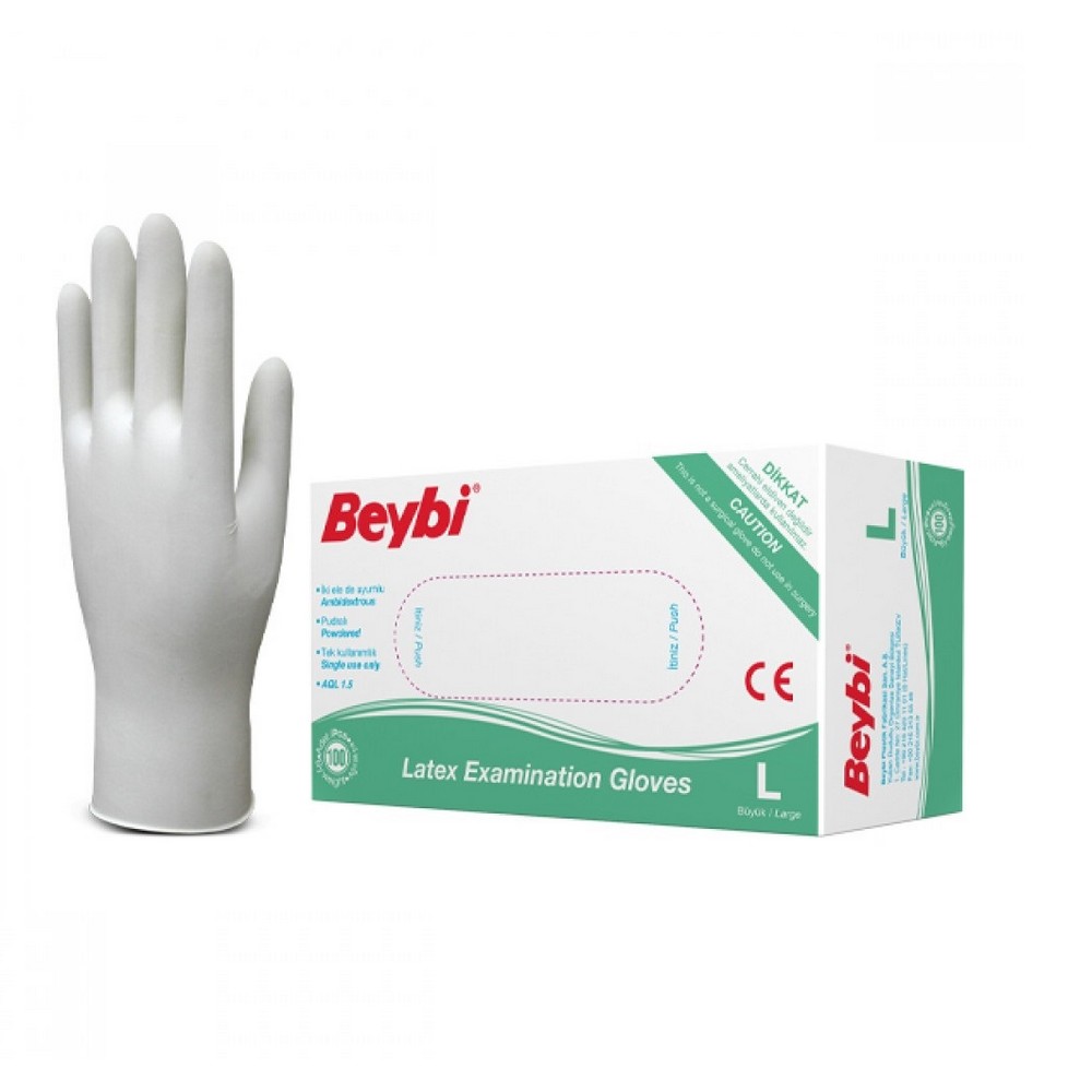 Obrázok BEYBI Latexové rukavice veľkosť L 100 kusov