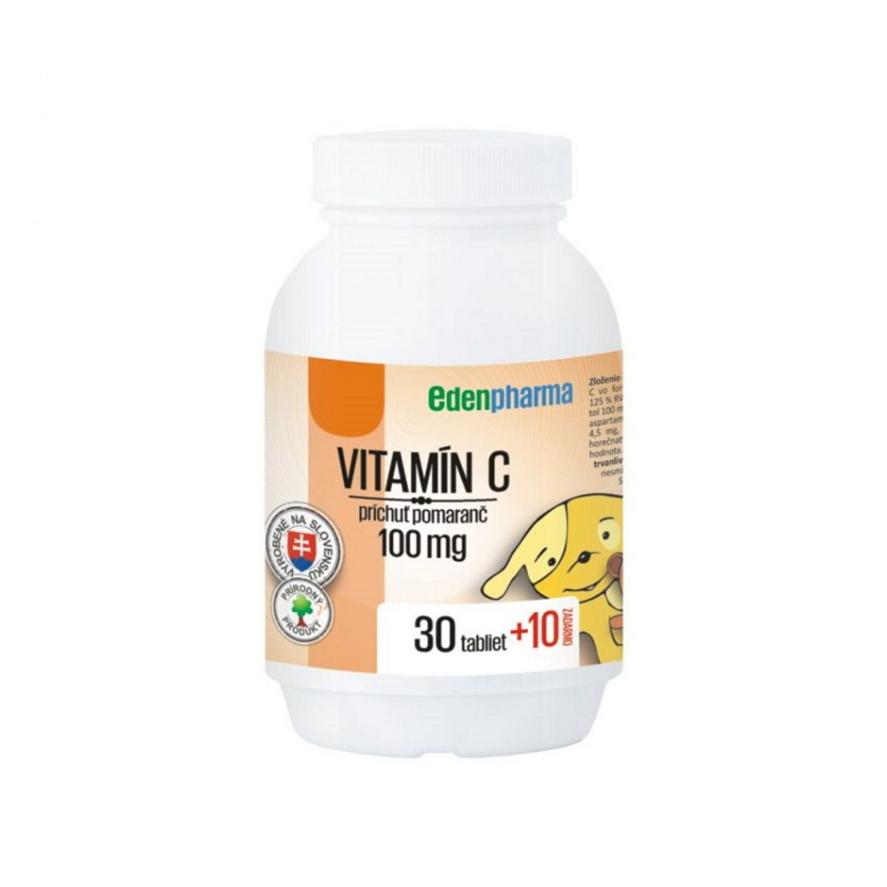 EDENPHARMA Vitamín C 100 mg príchuť pomaranč tablety 30  10 ZADARMO