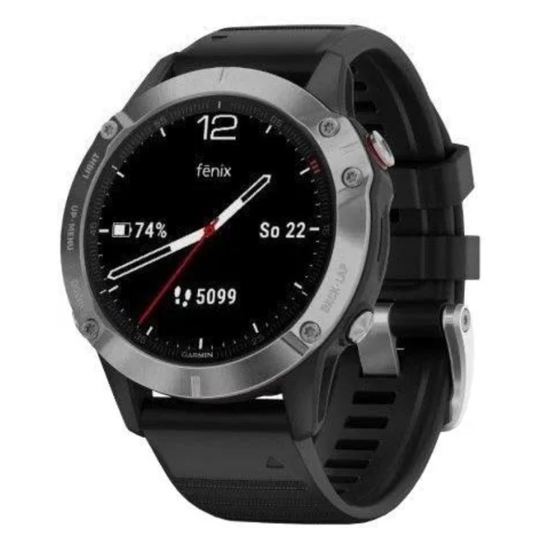 GARMIN Fenix 6 Glass, GPS športové hodinky SilverBlack Band