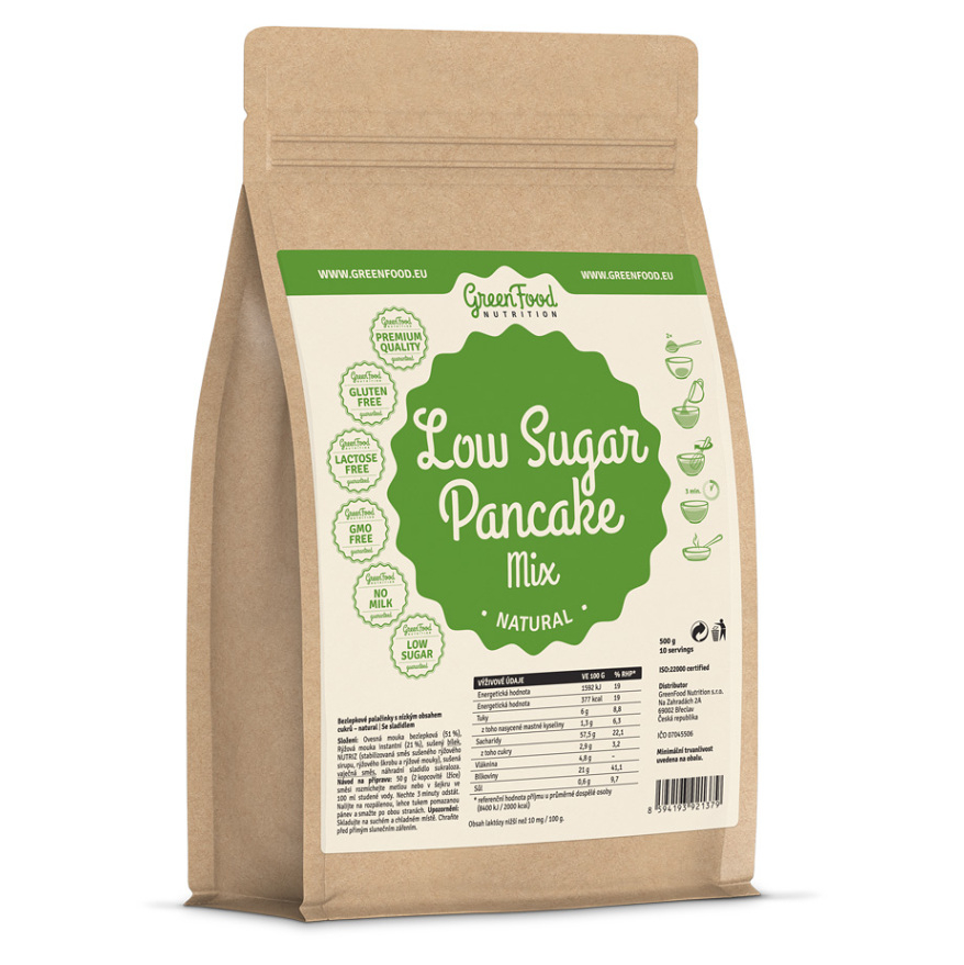 GREENFOOD NUTRITION Low Sugar Pancake Mix natural lievance 500 g