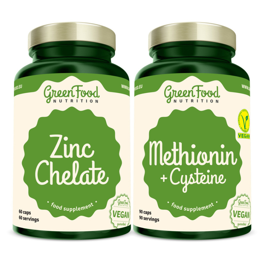 GREENFOOD NUTRITION Metionín  cysteín 90 kapsúl  zinc chelate 60 kapsúl