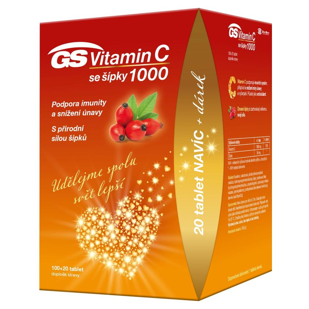 GS Vitamín C1000  šípky 100  20 tabliet ZADARMO
