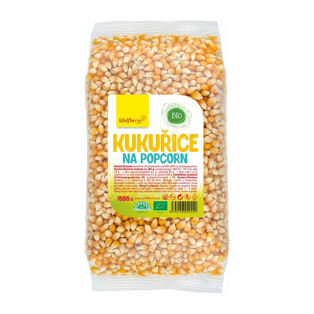 WOLFBERRY Kukurica na popcorn BIO 1000 g