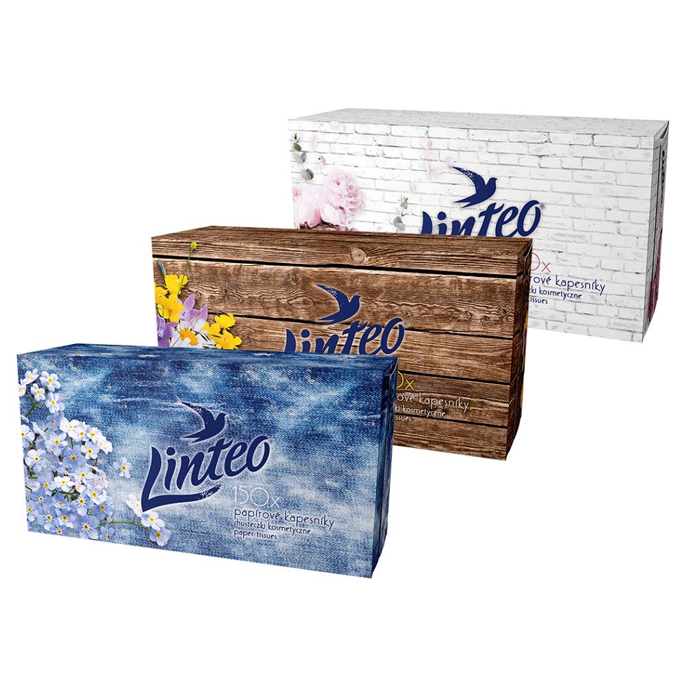 LINTEO Papierové vreckovky 2-vrstvové BOX 150 ks