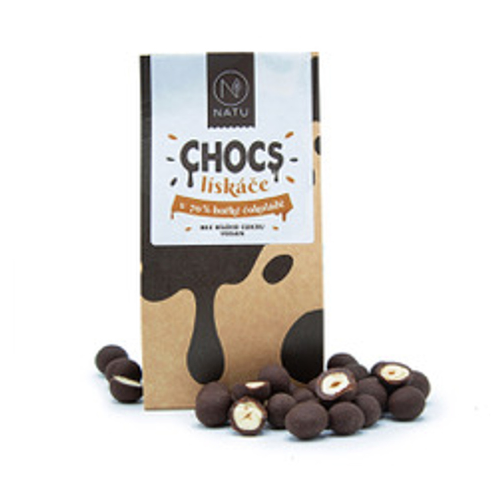 NATU Chocs lieskové orechy v 70 percent horkej čokoláde 200 g