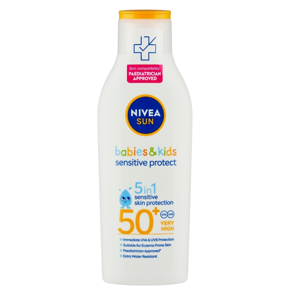 NIVEA Sun Detské mlieko na opaľovanie Sensitive OF 50 200 ml