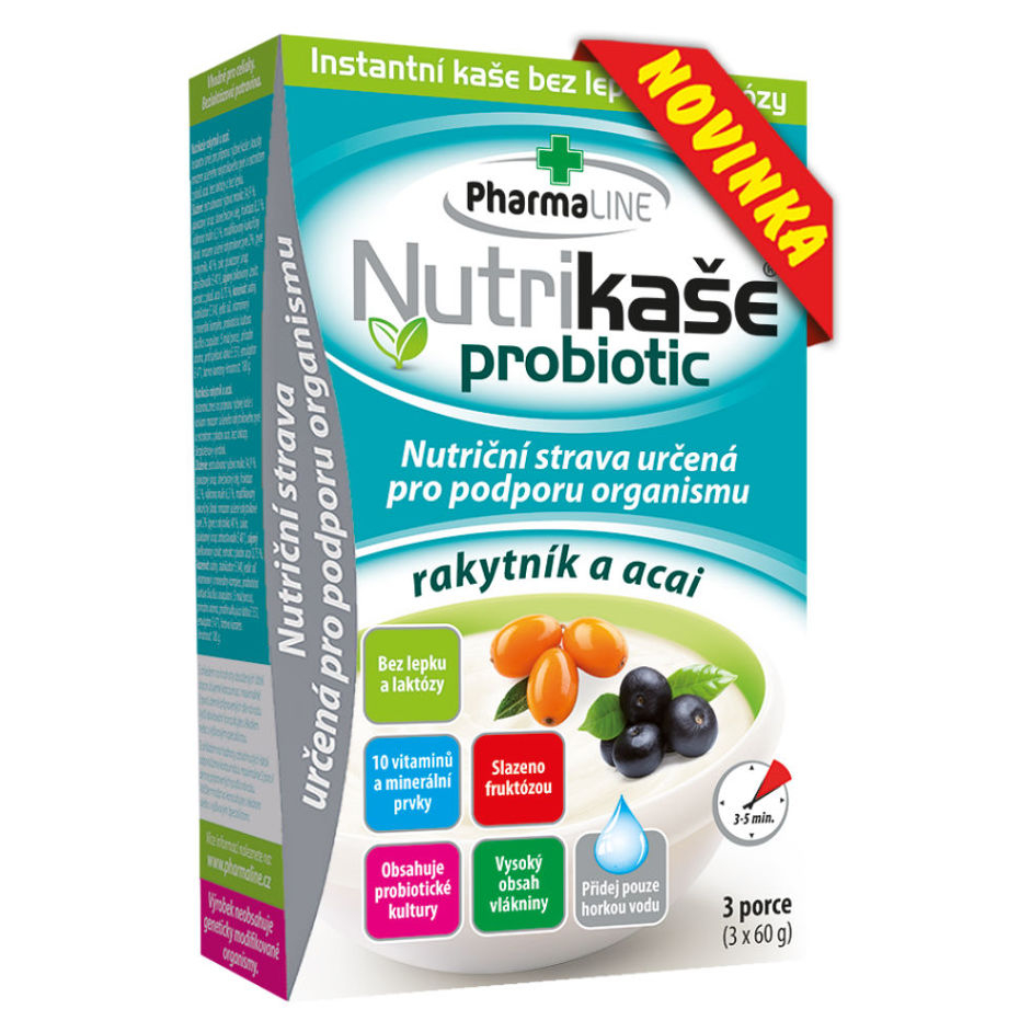 PHARMALINE Nutrikaša probiotic Rakytník a acai 3 x 60 g