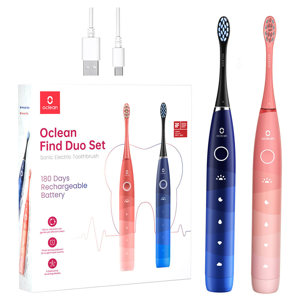 OCLEAN Flow Find Duo Set Red  Blue Sonické kefky 2 kusy