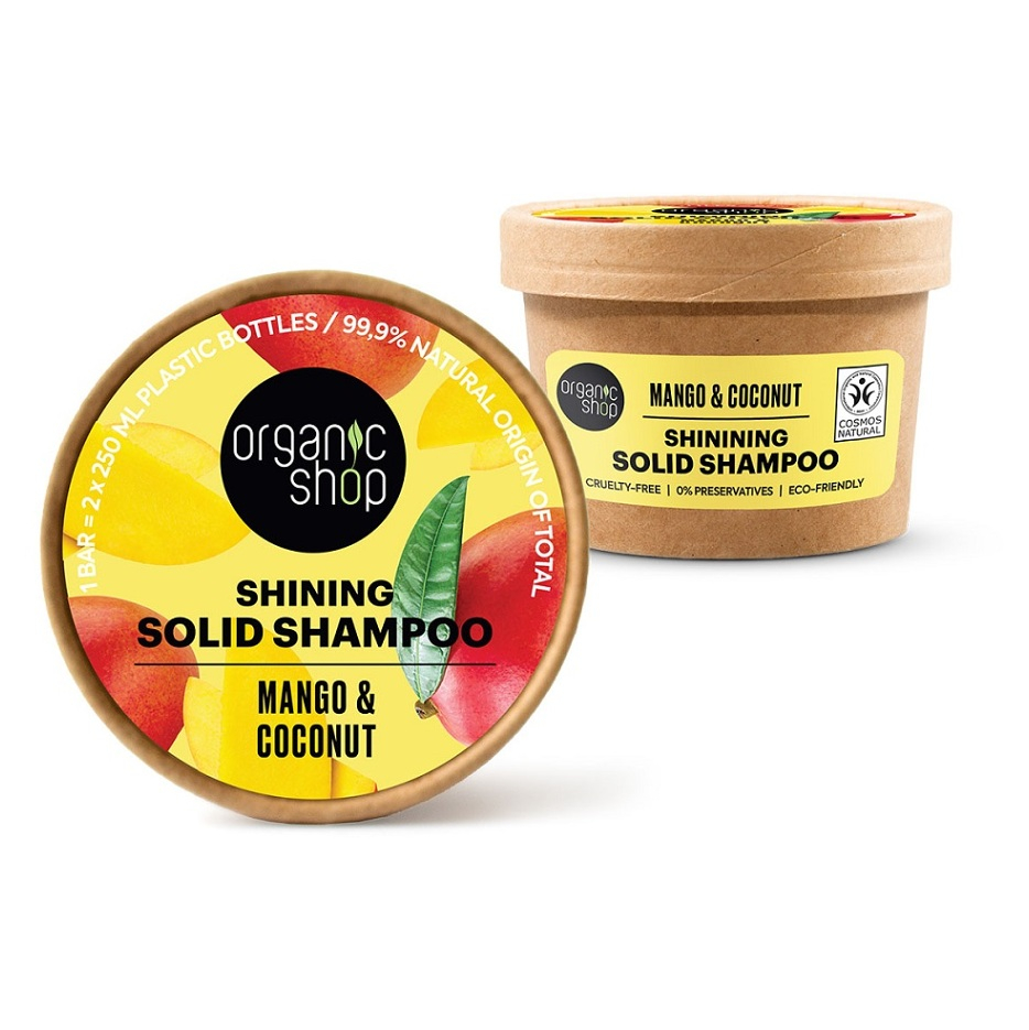 ORGANIC SHOP Tuhý šampon pre lesk vlasov Mango a kokos 60 g