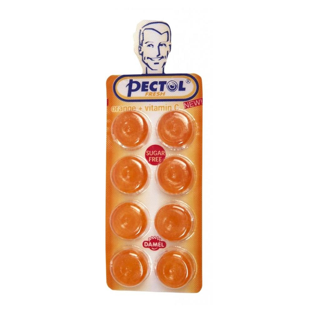 PECTOL Dropsy s pomarančovou príchuťou a vitamínom C blister 8 kusov
