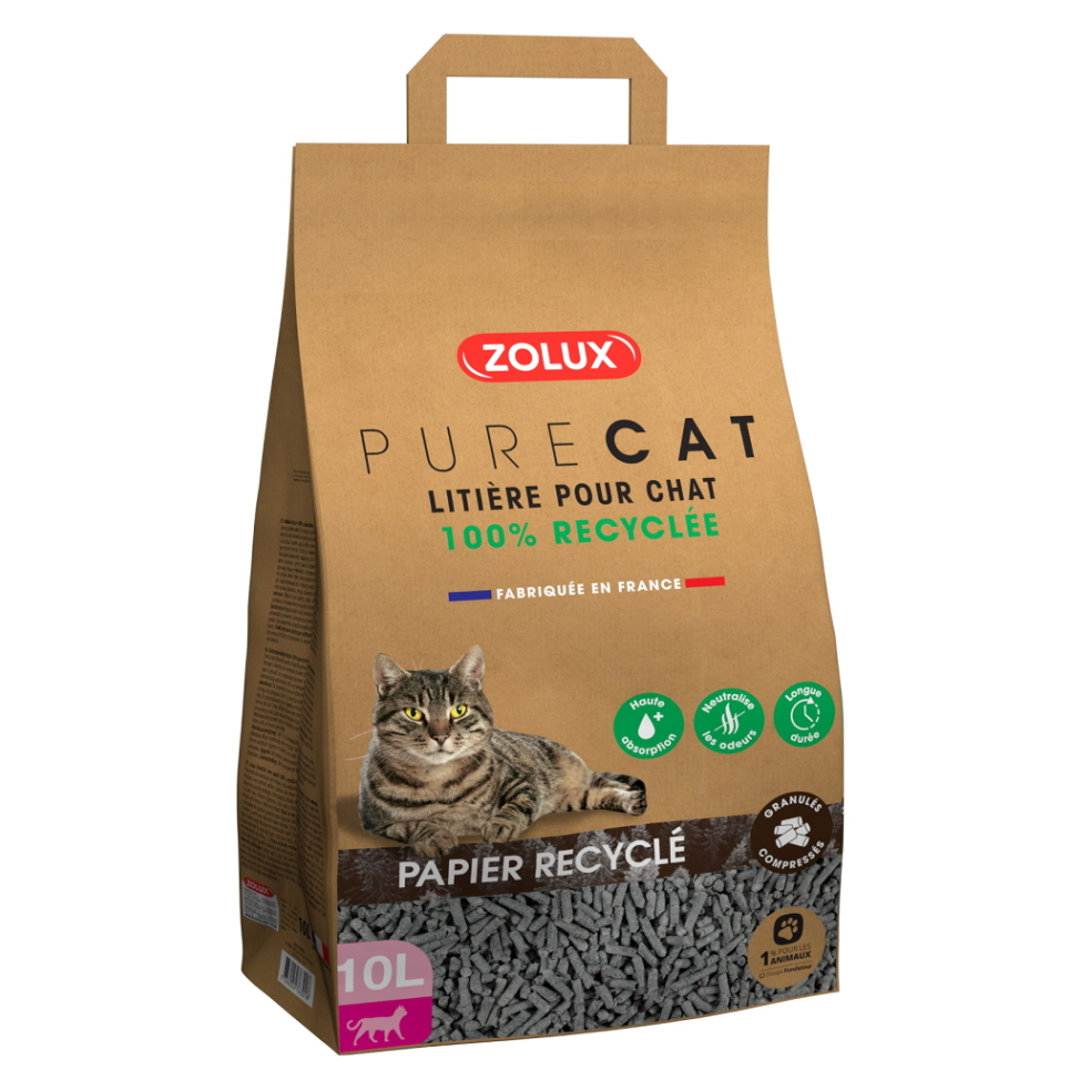 ZOLUX Purecat podstielka recyklovaná papierová pre mačky 10 l