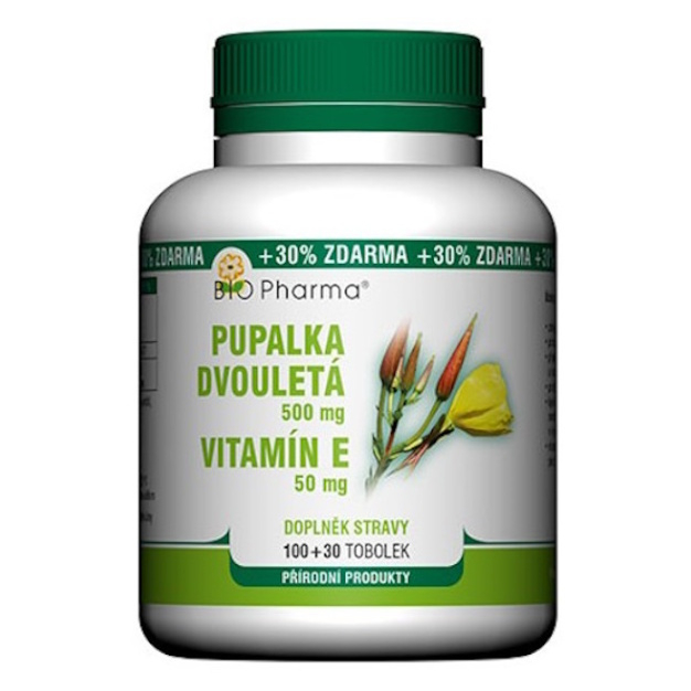BIO PHARMA Pupalka dvojročná 500 mg  vitamín E 50 mg 100  30 kapsúl