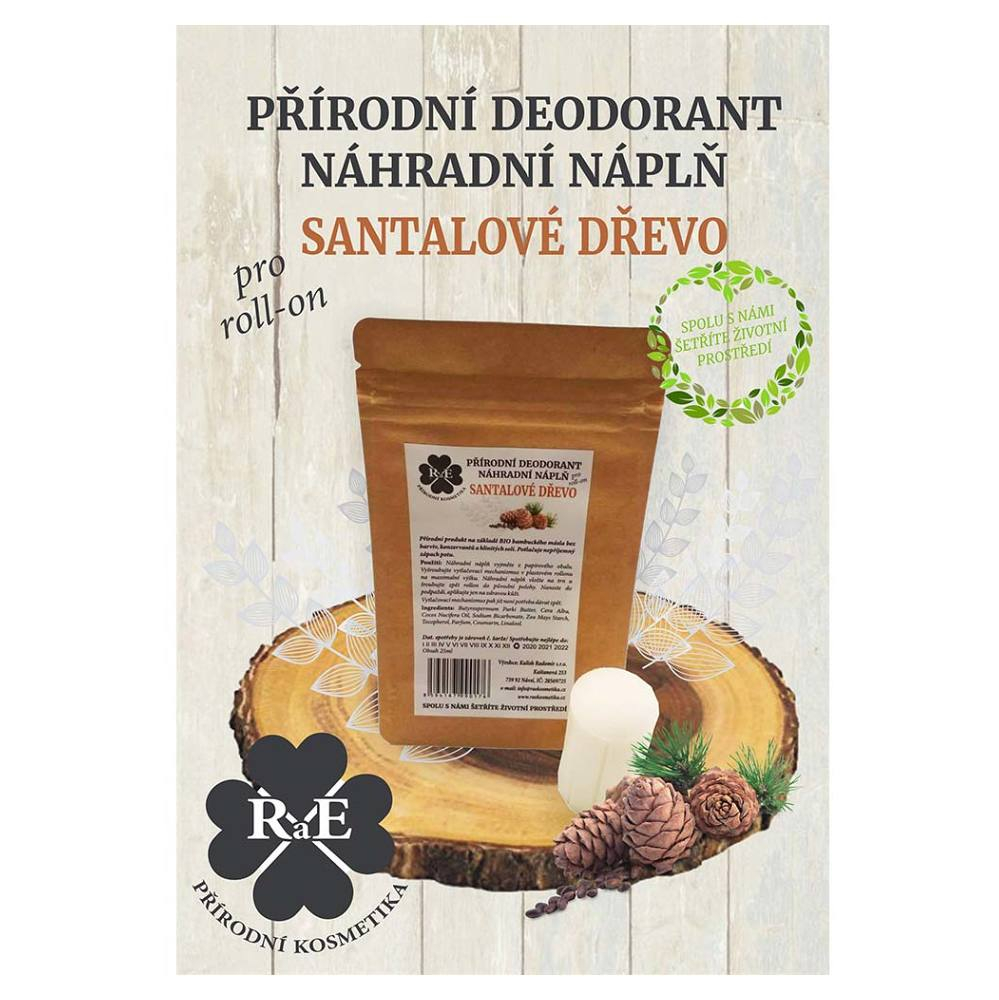 RAE Prírodný dezodorant roll-on Náhradná náplň Santalové drevo 22 g
