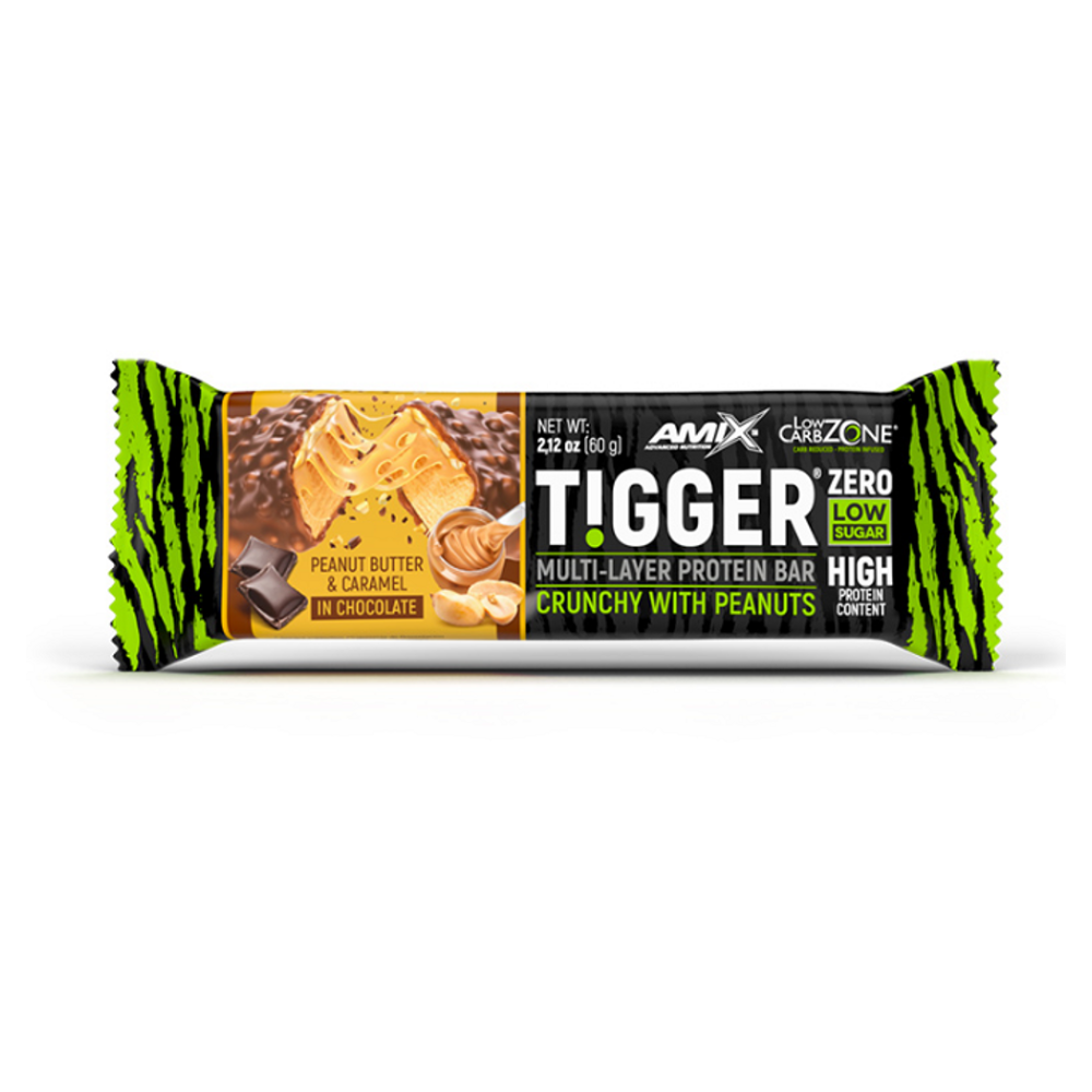 AMIX Tigger zero protein bar arašidové maslo a karamel 60 g