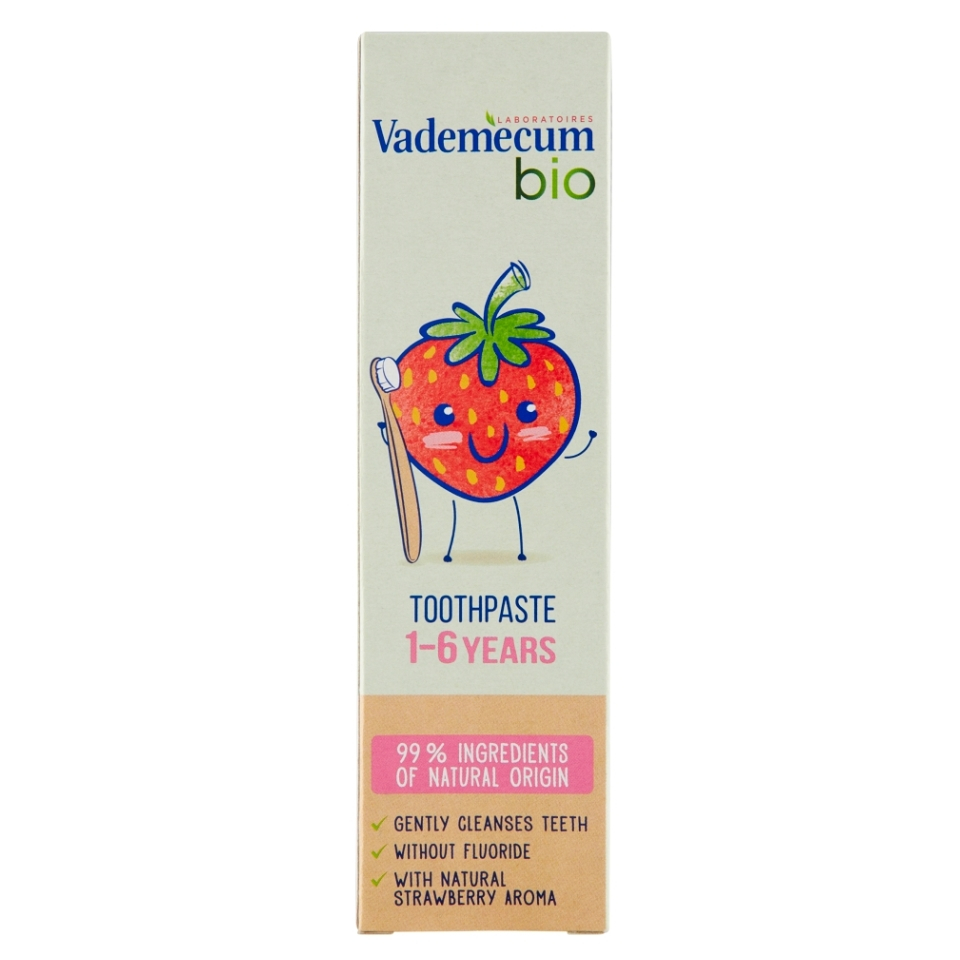 VADEMECUM Bio detská zubná pasta 6 s jahodovou príchuťou 50 ml