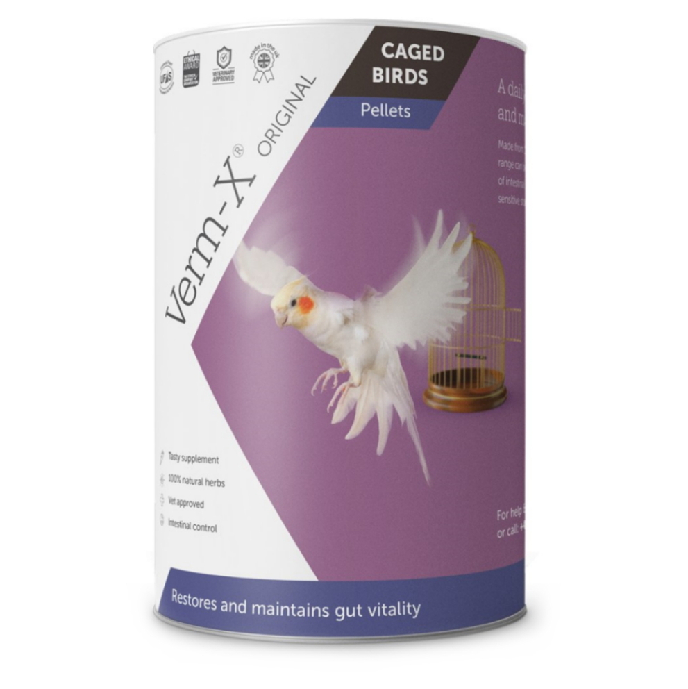 VERM-X Prírodné pelety proti črevným parazitom pre vtáky 100 g