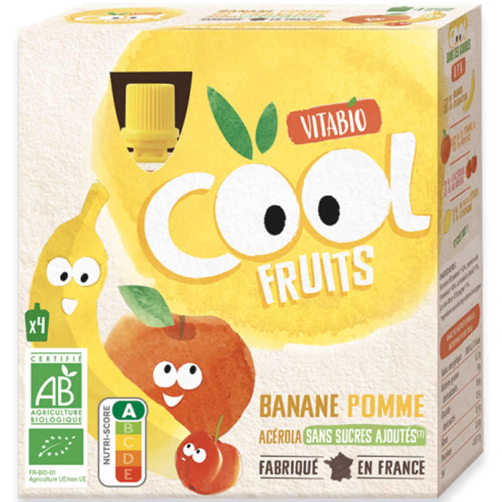 VITABIO Cool fruits vrecko jablko, banán 4m BIO 4 x 90 g