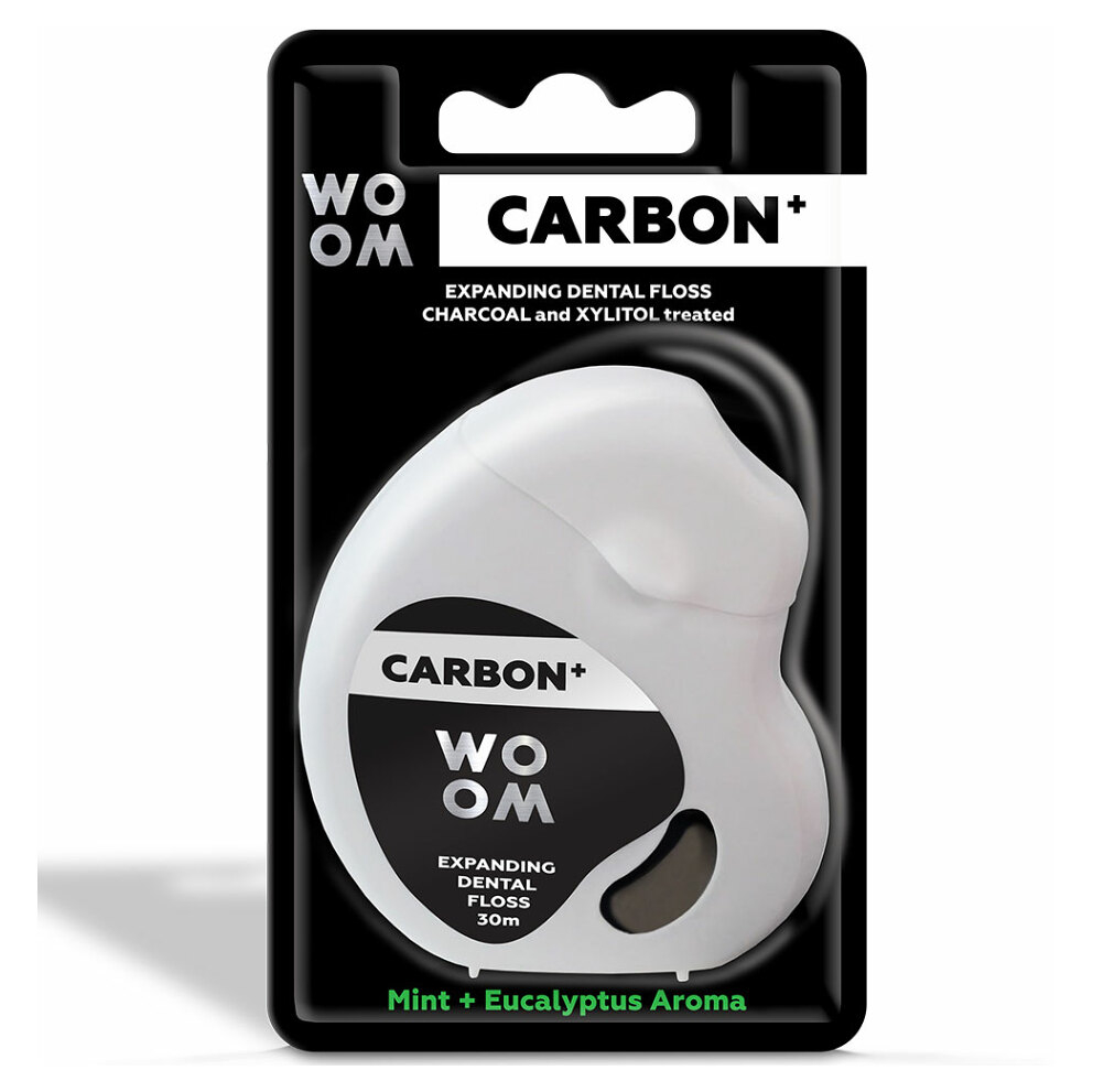 WOOM Carbon Expandujúca čierna zubná niť 30 m