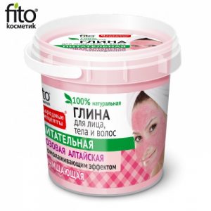 Čistiaci altajský ružový íl na tvár, telo a vlasy „Omladzujúci“ - Fitokosmetik - 155 ml