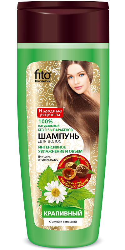Žihľavový šampón na suché a tenké vlasy s mätou a rumančekom - Fitokosmetik - 270 ml