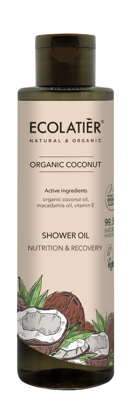 Sprchový olej Kokos - vyživuje a obnovuje pokožku - EcoLatier Organic - 250 ml
