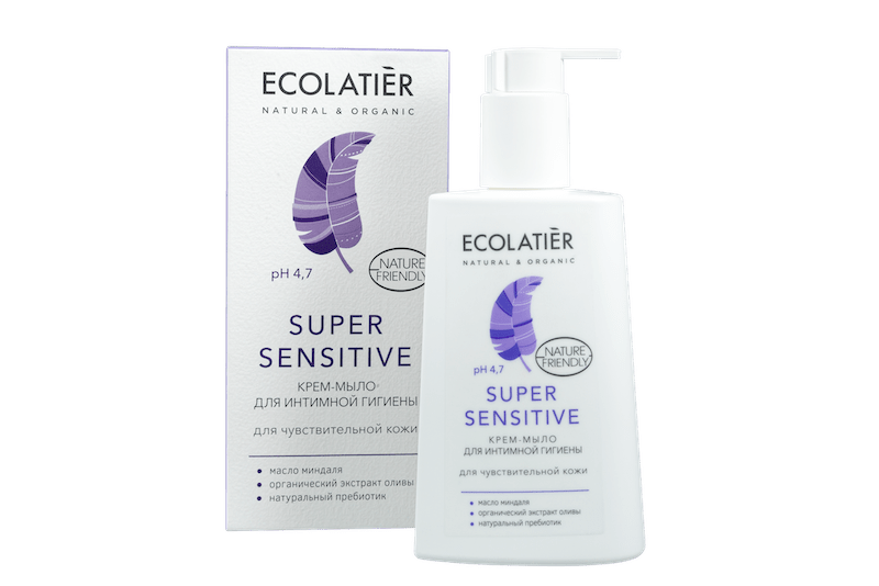 Čistiaci krémový gél na intímnu hygienu s pH 4,7 - Super Sensitive - EcoLatier Organic - 250 ml