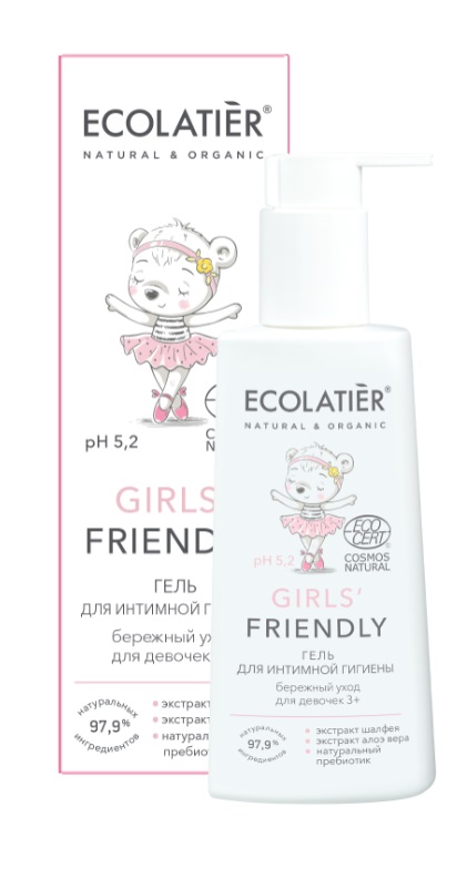 Čistiaci gél na intímnu hygienu pre dievčatá s pH 5,2  - Girls Friendly - EcoLatier Organic - 150 ml